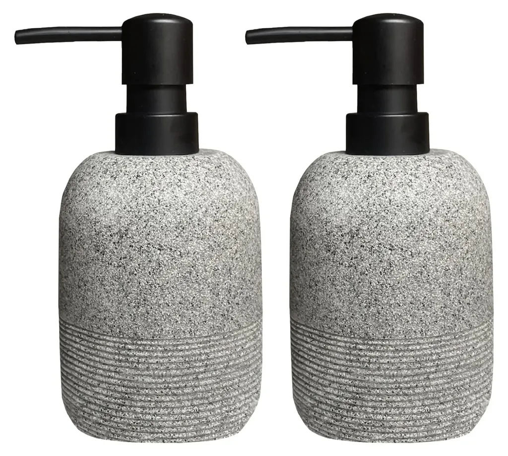 Distributeur de savon gris 2 pièces pour salle de bains et évier cuisine
