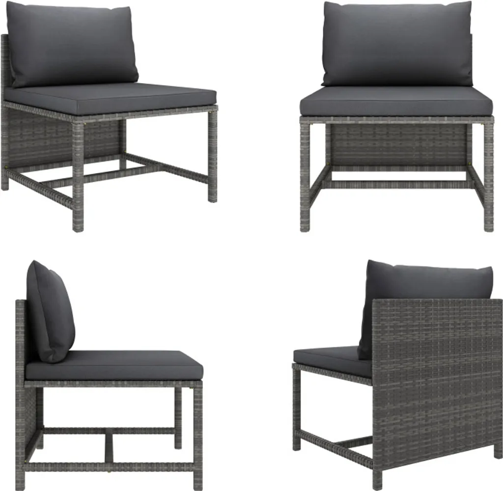VidaXL Divano Centrale Modulare in Poly Rattan Grigio | Qualità Outdoor