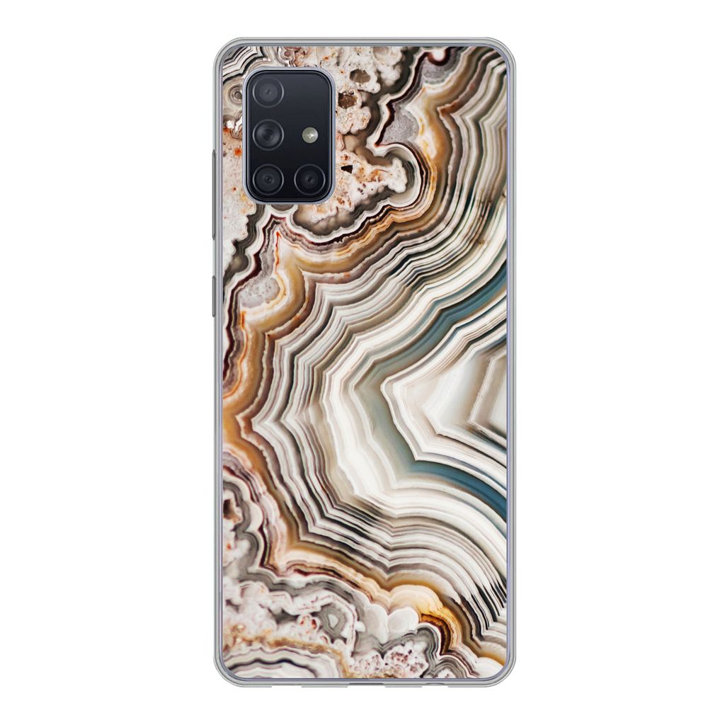 MuchoWow Handyhülle Schutzhülle Hülle für Samsung Galaxy A51 Naturstein - Nahaufnahme - Muster Silikon Softcase Handy Hülle - Schutzabdeckung