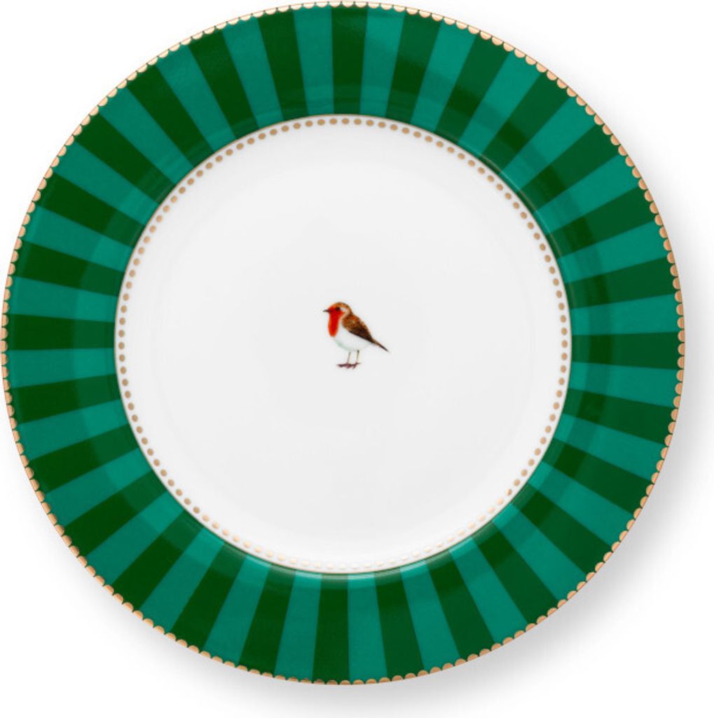 PIP STUDIO Love Birds Brotteller Stripes grün 17cm Produktbild 