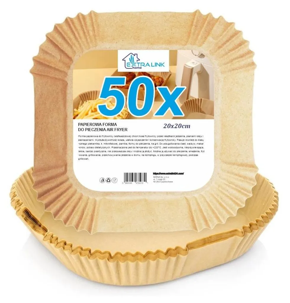Offerta 50 Pezzi Carta Friggitrice Aria 20x20 - Extralink Home Premium