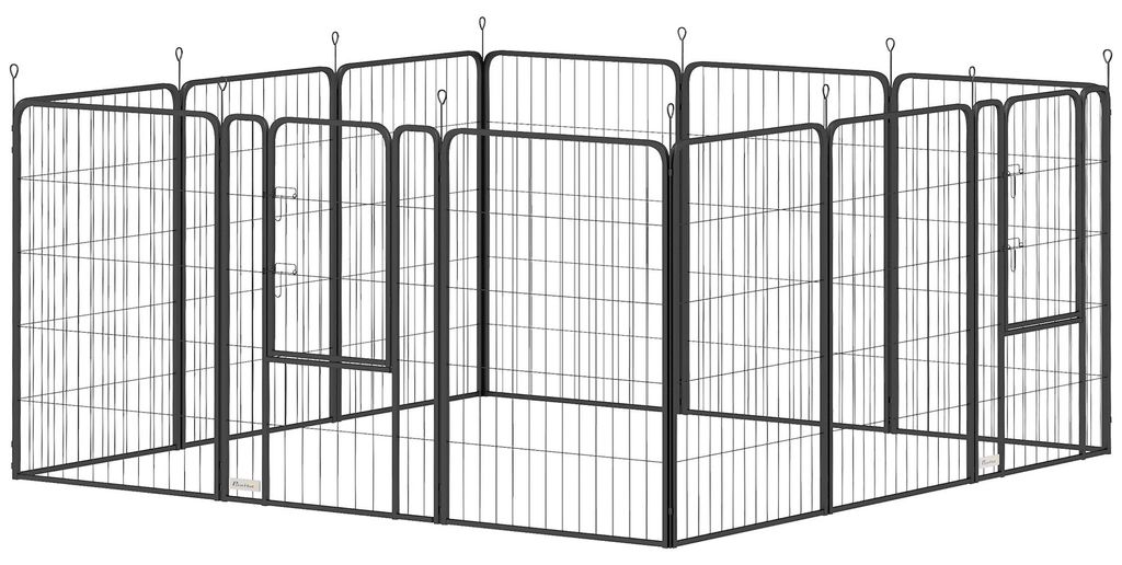 PawHut Renkennel voor puppy's, met 12 roosters, deur en Productafbeelding 