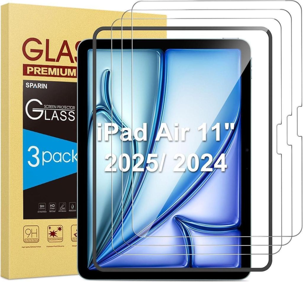 3er Set Panzer Schutzglas iPad Air 11 Zoll 2024 (M2) 9H Produktbild 