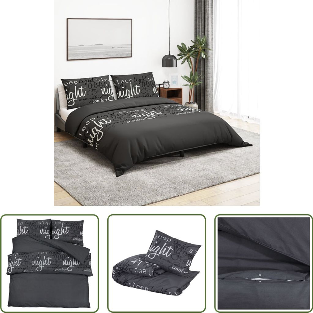 The Living Store Bettwäsche-Set Schwarz 260x220 cm Baumwolle