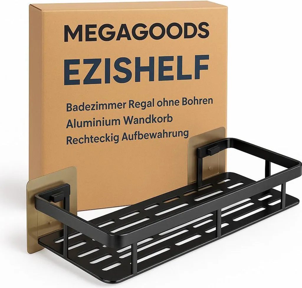 Étagère salle de bain sans percer en aluminium noir mat 30cm AX-5