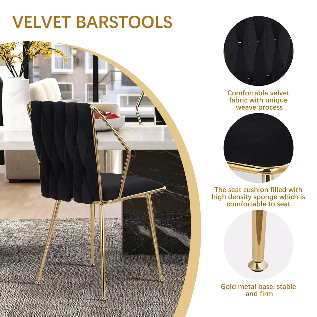 Chaise de Salle à Manger Design en Velours Lot de 2 pour Cuisine et Salon