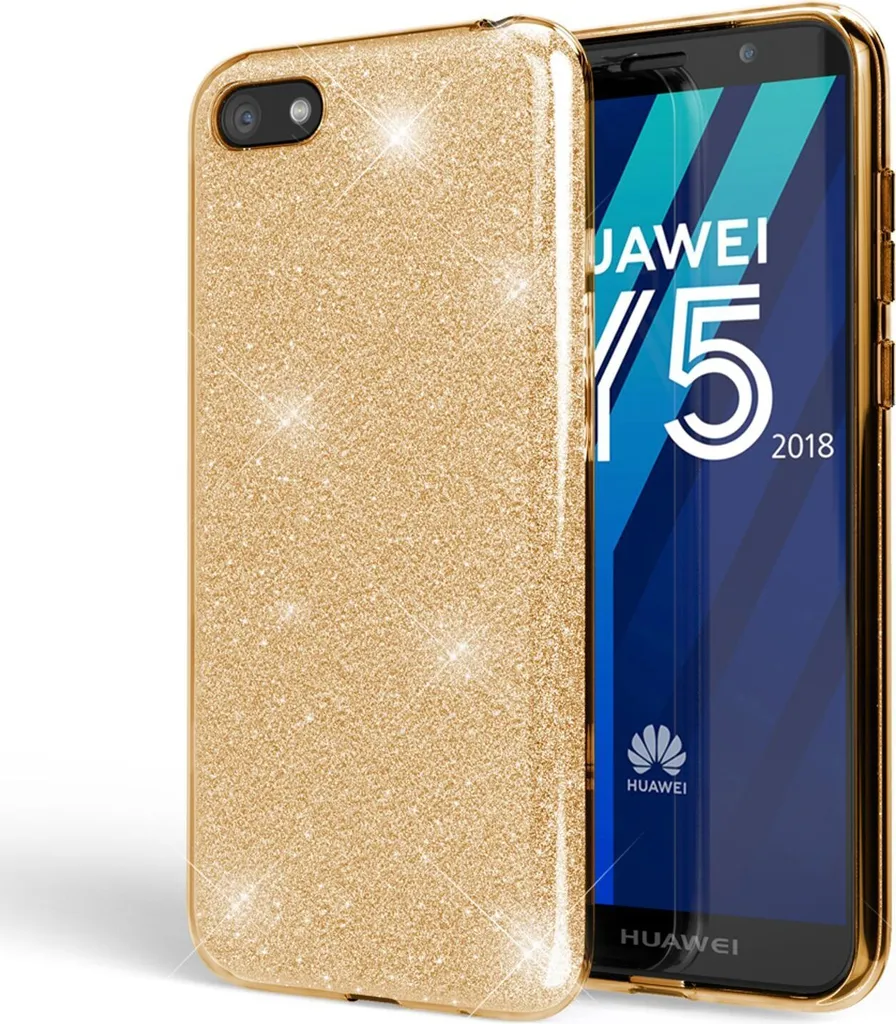 Protezione Huawei Y5 2018: Custodia NALIA Silicone Glitter Oro