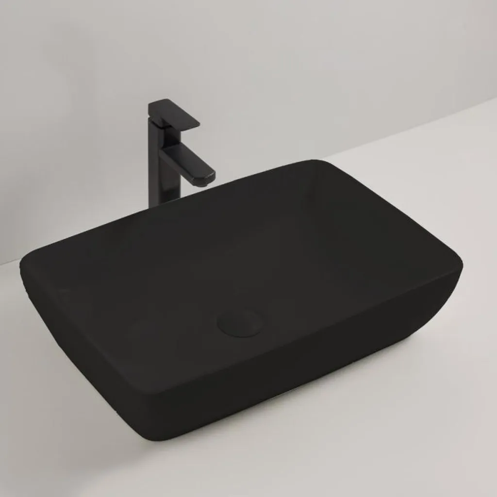 Lavabo Bagno Appoggio 59x40 Ceramica Nero Matt 9440B Moderno