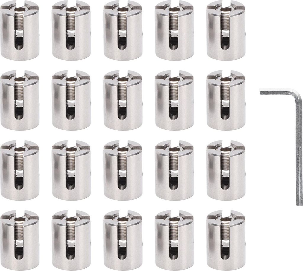 20PCS gekreuzte Kabelklemmen T316 Edelstahl Drahtklammern für 3mm 1/8 Zoll Seile oder Stangenbeschläge Wand Spalier Kit