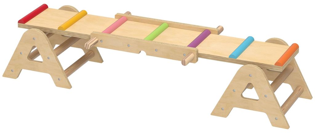 AIYAPLAY 2-in-1 balansbrug en schommel: houten Productafbeelding 