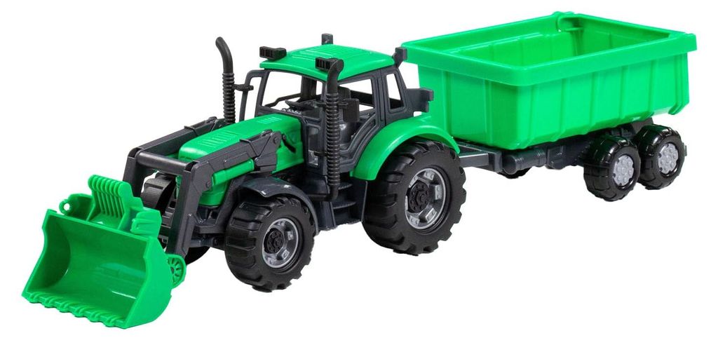 Tractor speelgoed Cavallino met laadbak en kipper, groen, Productafbeelding 