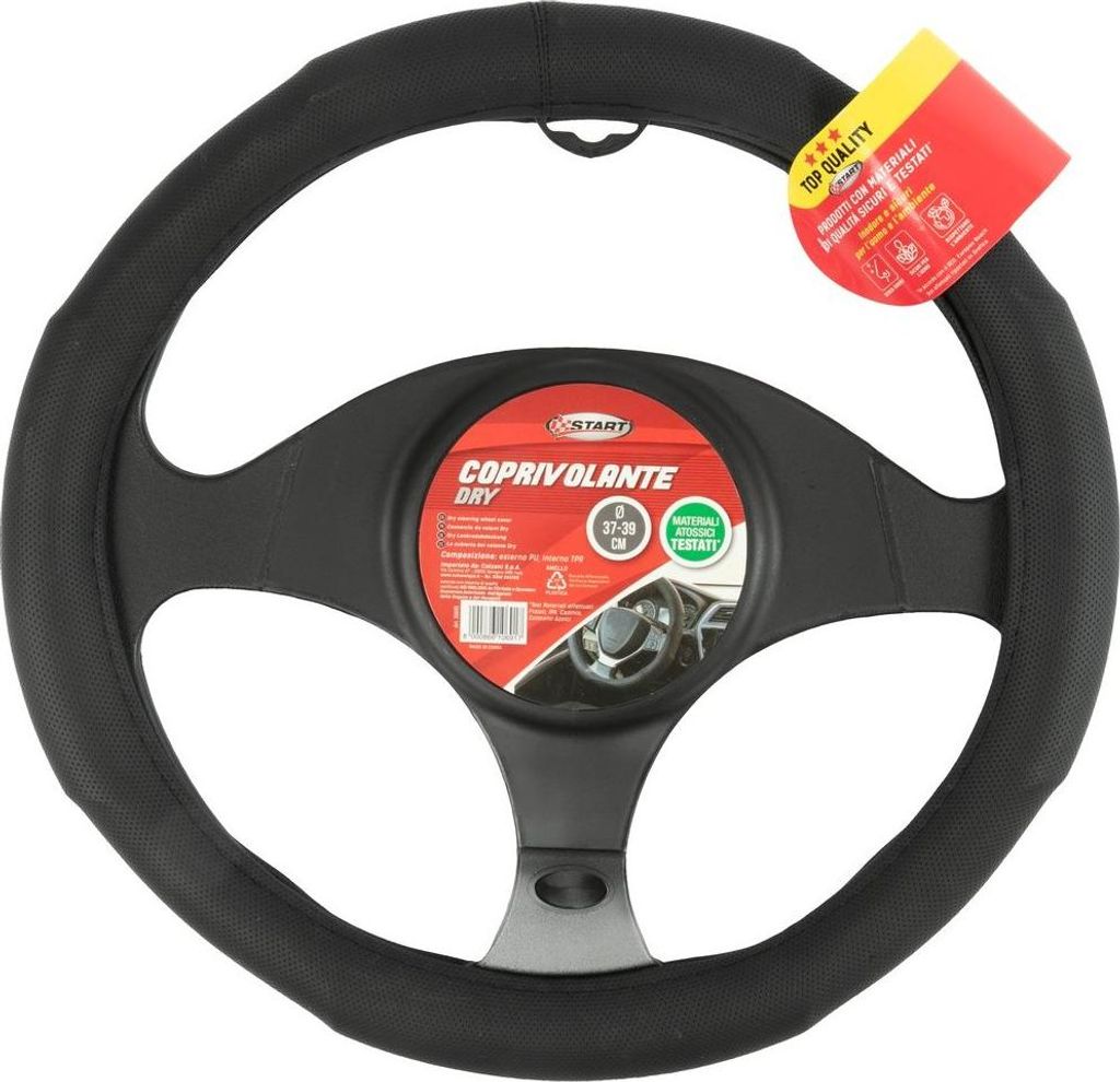 START Auto Lenkradbezug Dry, Ø 37-39 cm, Schwarz, Universeller Schutz, TPR Autolenkrad, Schadstoffe Materialien