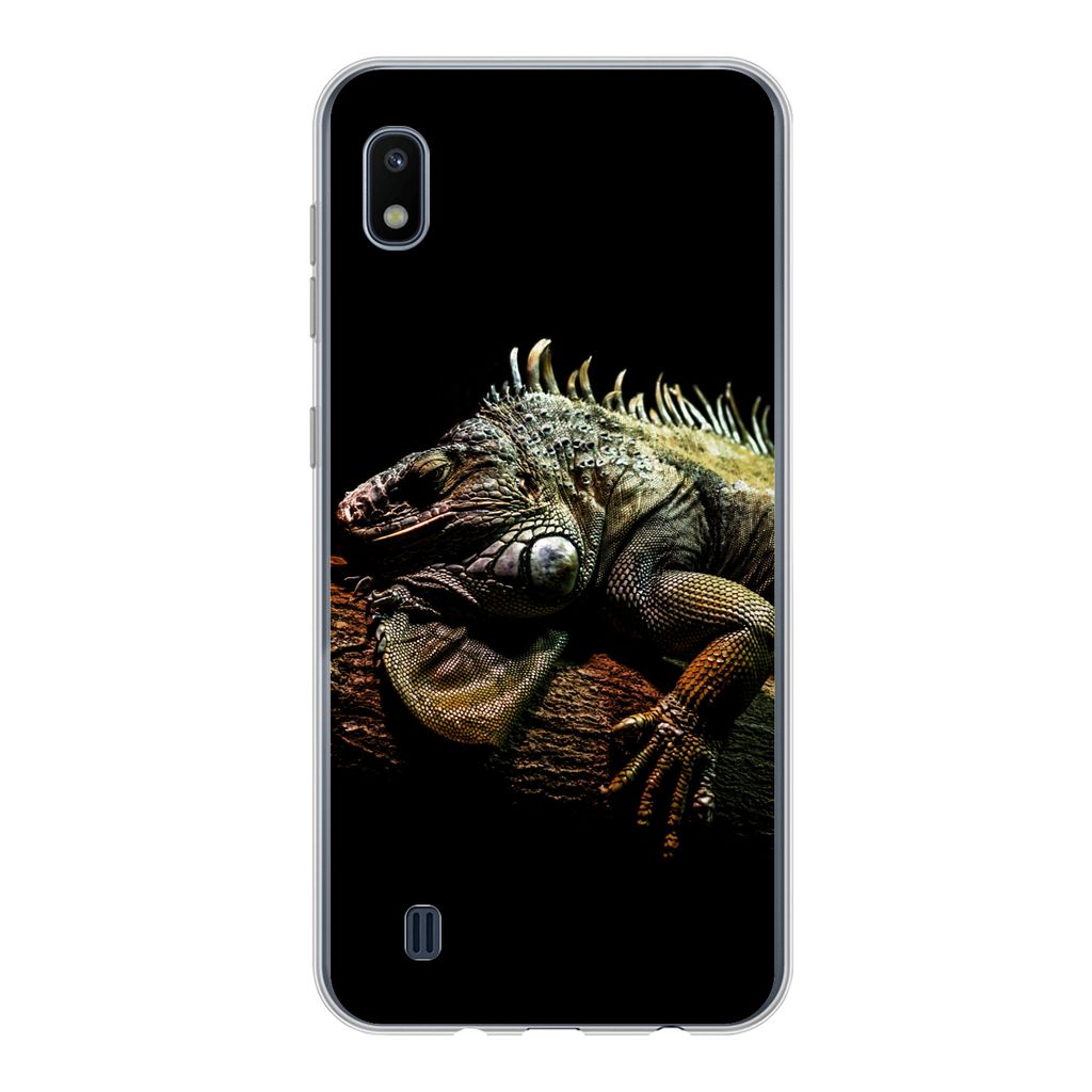 MuchoWow Handyhülle Schutzhülle Hülle für Samsung Galaxy A10 Tier - Zweig - Schwarz Silikon Softcase Handy Hülle - Schutzhülle