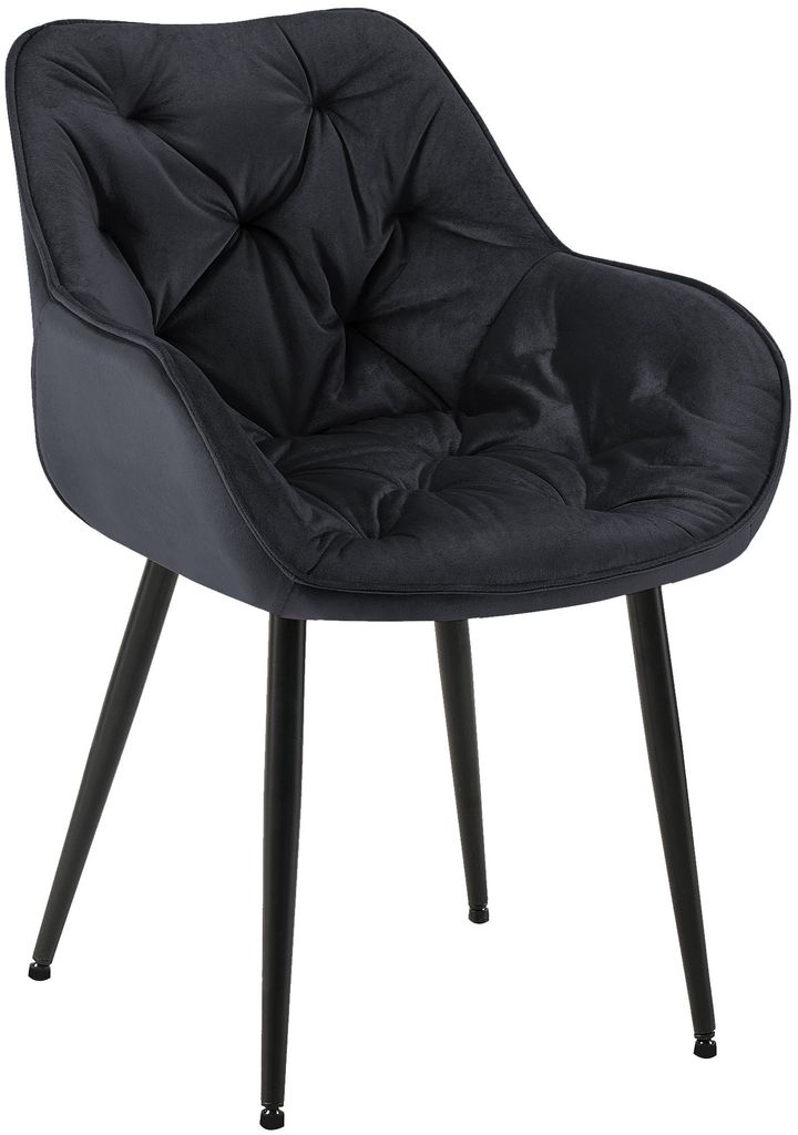 DELUKE® Esszimmerstuhl VIVI - Schwarz Samt, Metall | Produktbild 