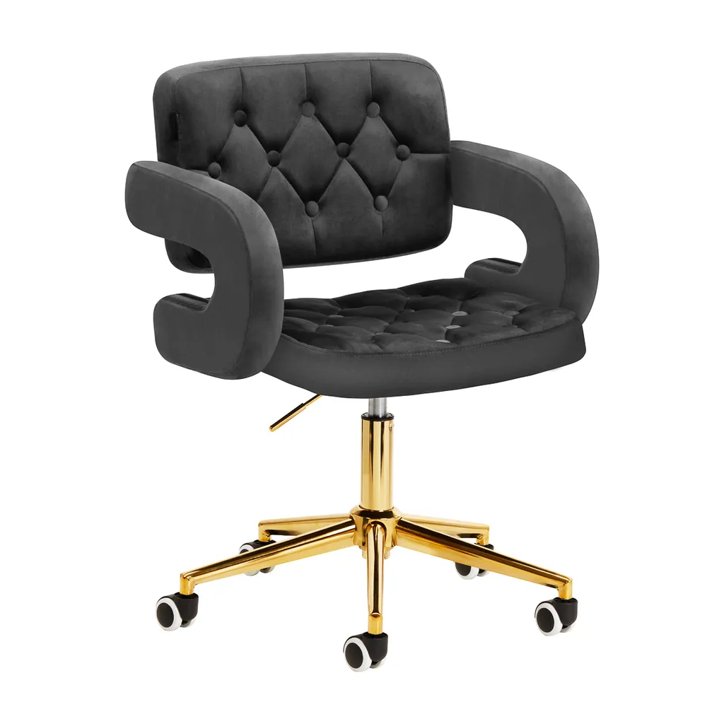 4Rico Sedia Girevole QS-OF213G Grigio Velluto | Poltrona Design Gold