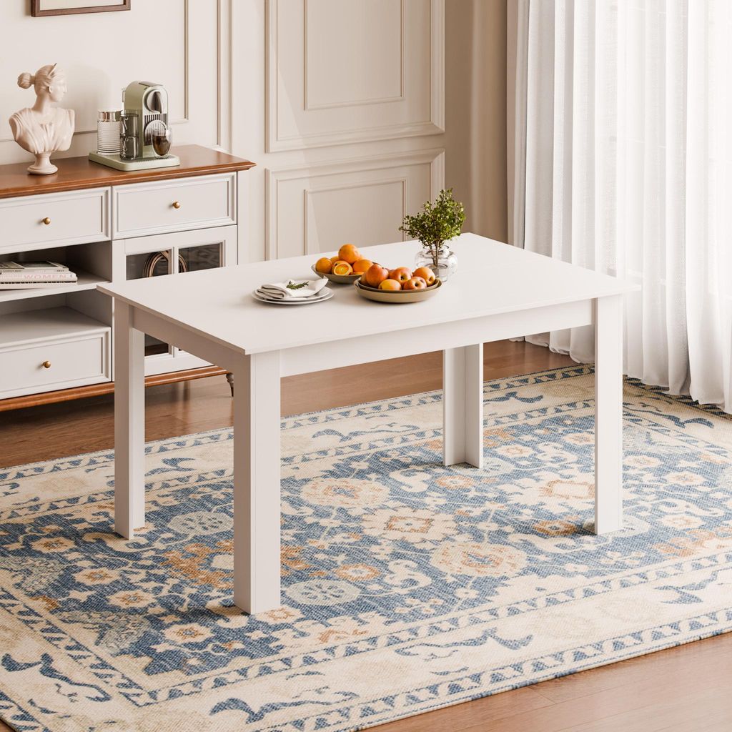 Table de salle à manger Mondeer 138 x 90 x 75 cm, blanche Image du produit 