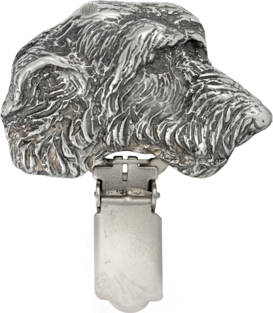 Irischer Wolfshund, Irish Wolfhound - Brosche mit Clip, Startnummernhalter, versilberte Anstecknadel für Hundeausstellungen der Marke Art-Dog