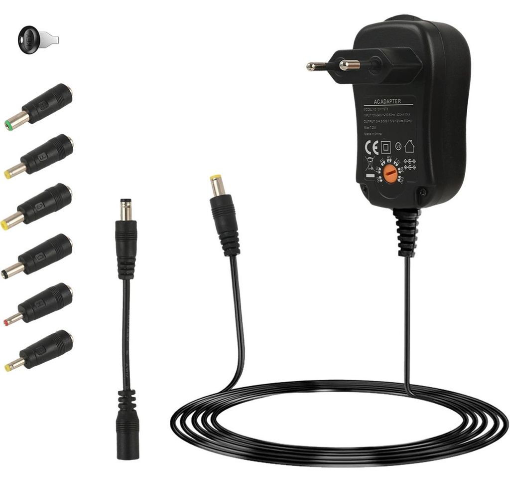 Universal Netzteil 3-12V 600mA 7,2W inkl. 6 Adapter, Produktbild 