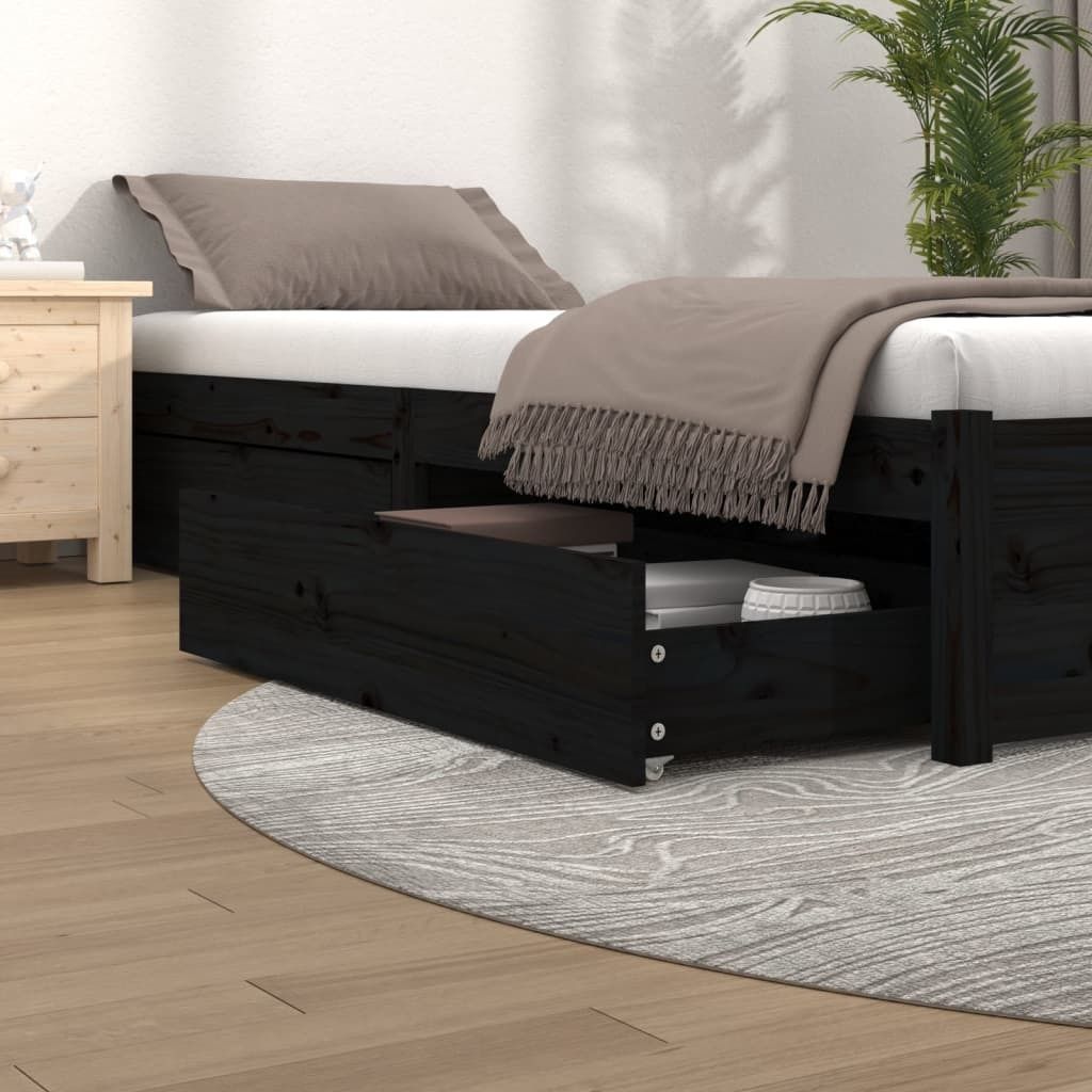 Bettschubladen 4 Stk. Schwarz Massivholz Kiefer , Schubladen Design 2024