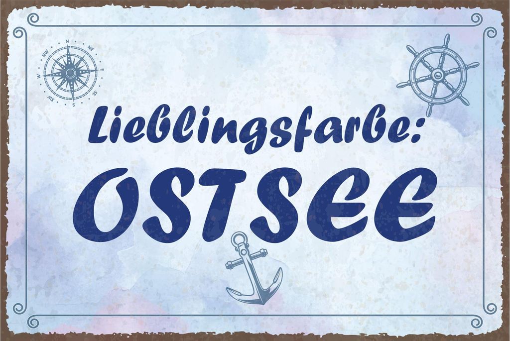 vianmo Blechschild 20x30 cm Lieblingsfarbe Ostsee