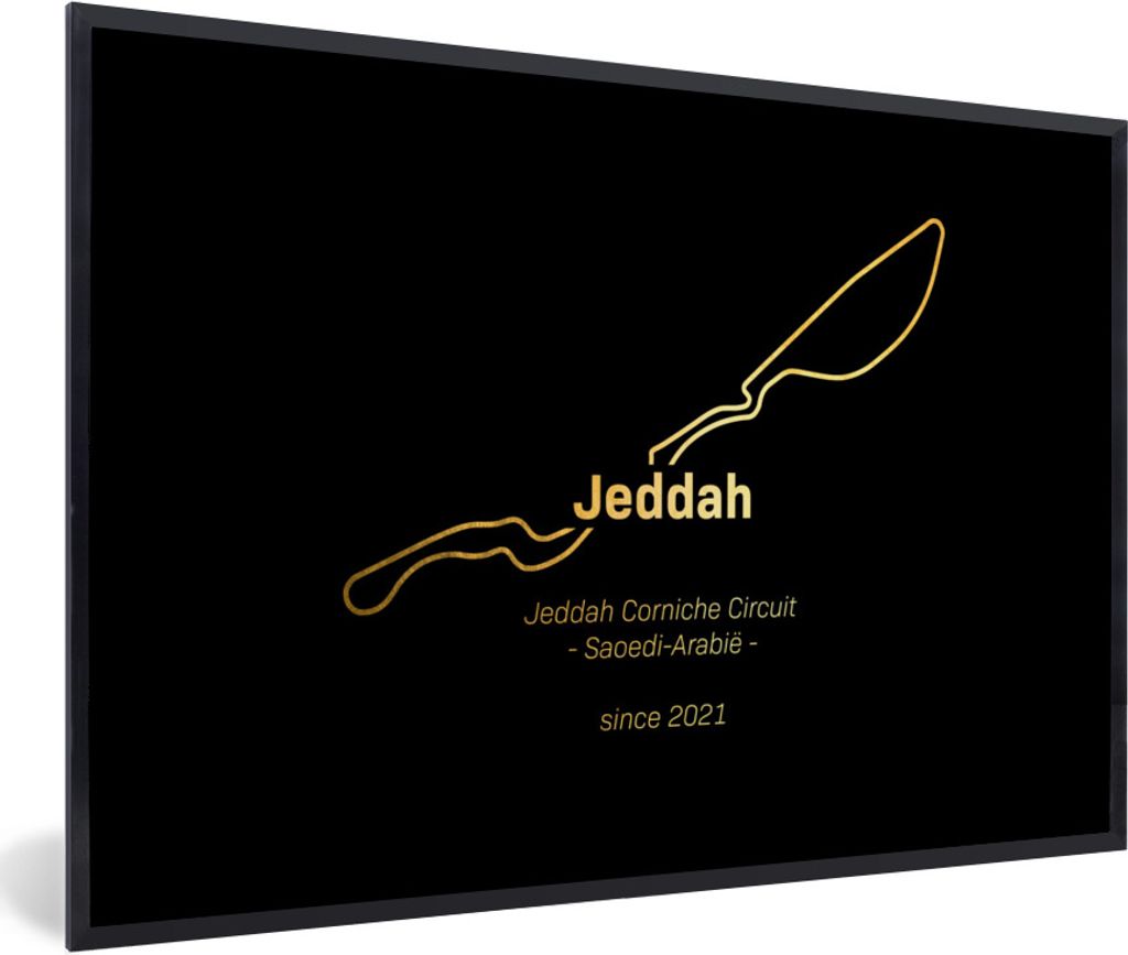 MuchoWow Gerahmtes Poster F1- Jeddah - Rundkurs 90x60 cm - Poster mit Schwarzem Bilderrahmen Wandposter Rahmen Foto Bilder - Fotorahmen - Foto-Pl...