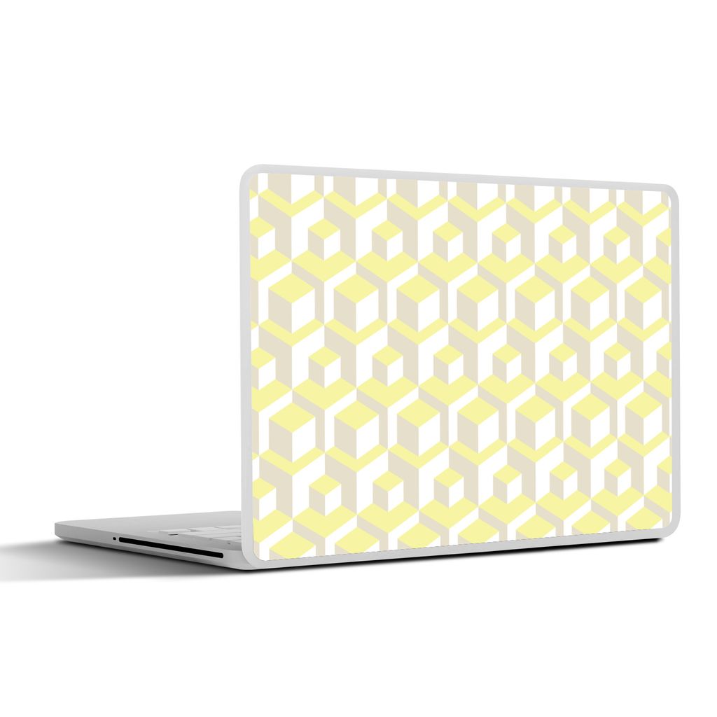 MuchoWow Laptop Aufkleber Sticker Cover Blöcke - Muster - 3D - Gelb 40x30 cm - Laptop Dekoration - Selbstklebend
