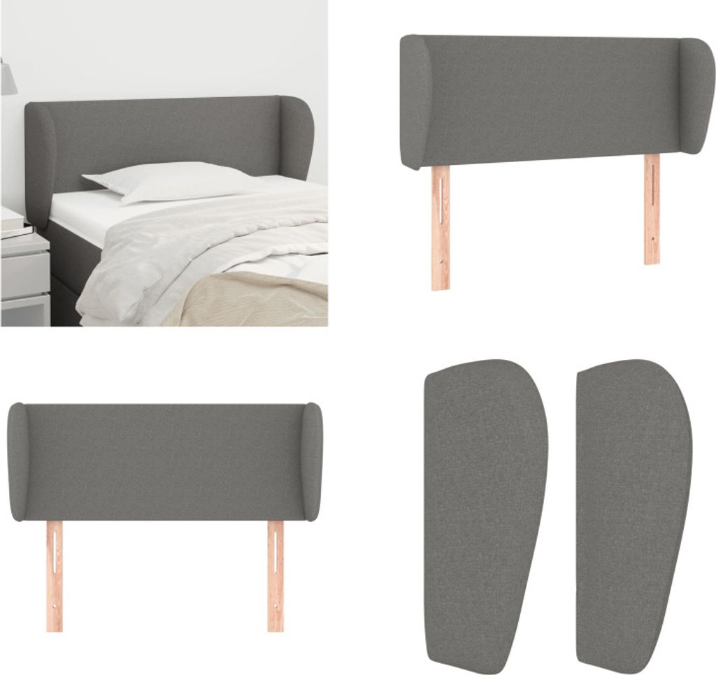 vidaXL Kopfteil mit Ohren Dunkelgrau 83x23x78/88 cm Stoff - Kopfteil - Kopfteile - Bett-Kopfteil - Bettkopfteil