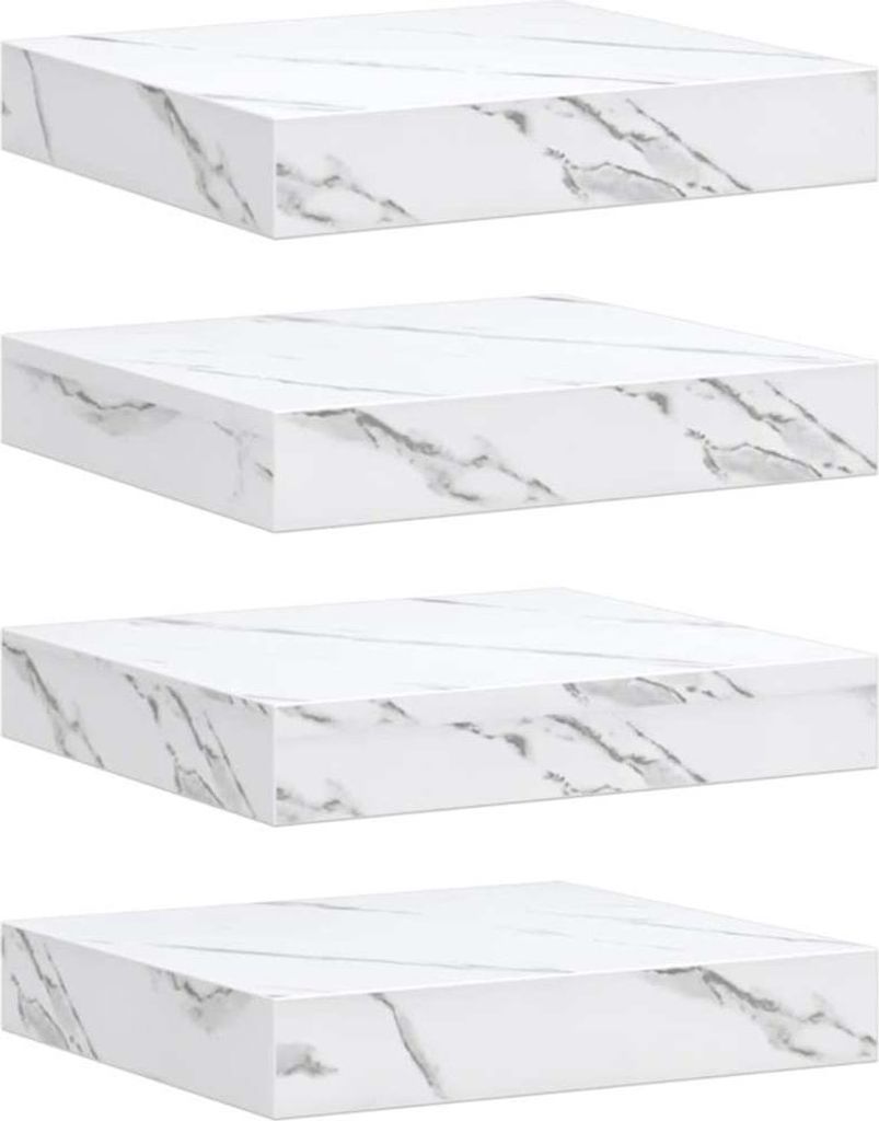 vidaXL Wandregal 4 pcs Weiß Marmor 23 x 23,5 x 4 cm Holzwerkstoff