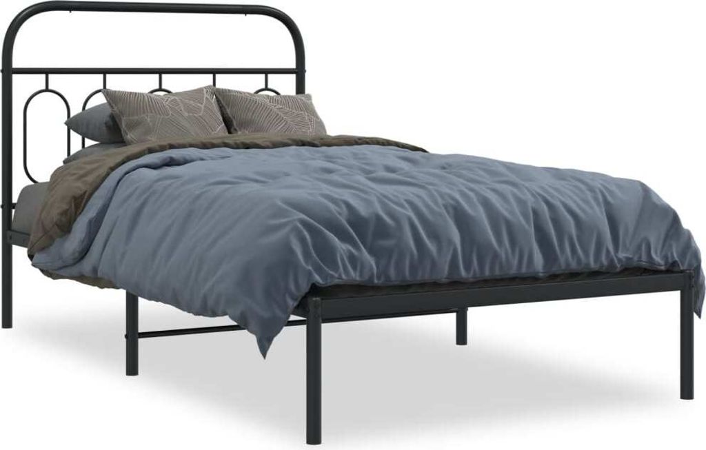 vidaXL Bettgestell mit Kopfteil Metall Schwarz 100x190 cm
