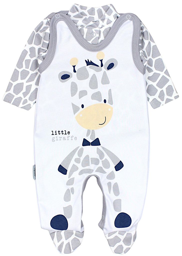 TupTam Baby Mädchen Jungen Strampler mit Langarmshirt Aufdruck Spruch 2 teilig, Farbe: Giraffe, Größe: 56