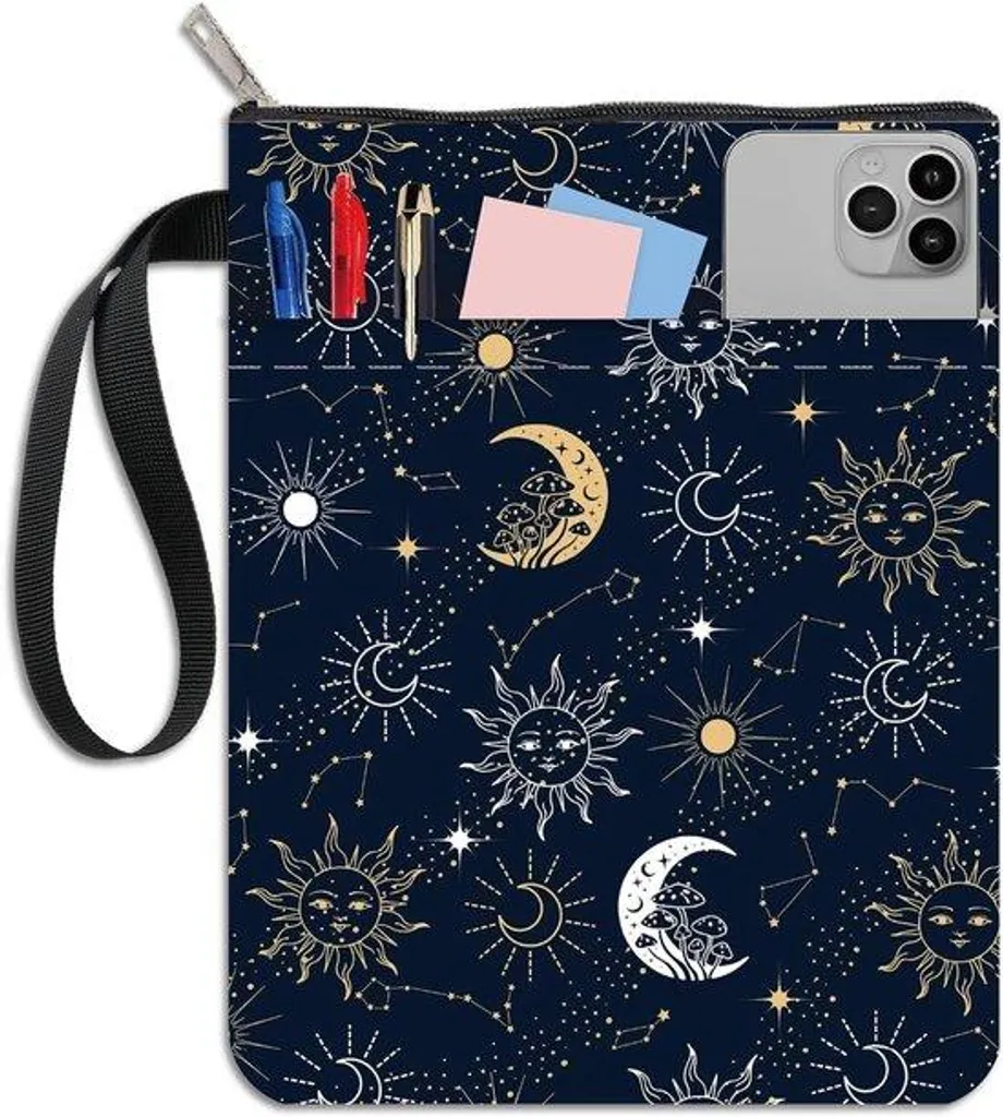 Housse de protection pour livre imperméable motif lune et étoiles noir