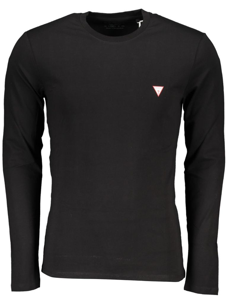 Langarm-Shirt Herren Schwarz - Slim-Fit Baumwolle mit Logo