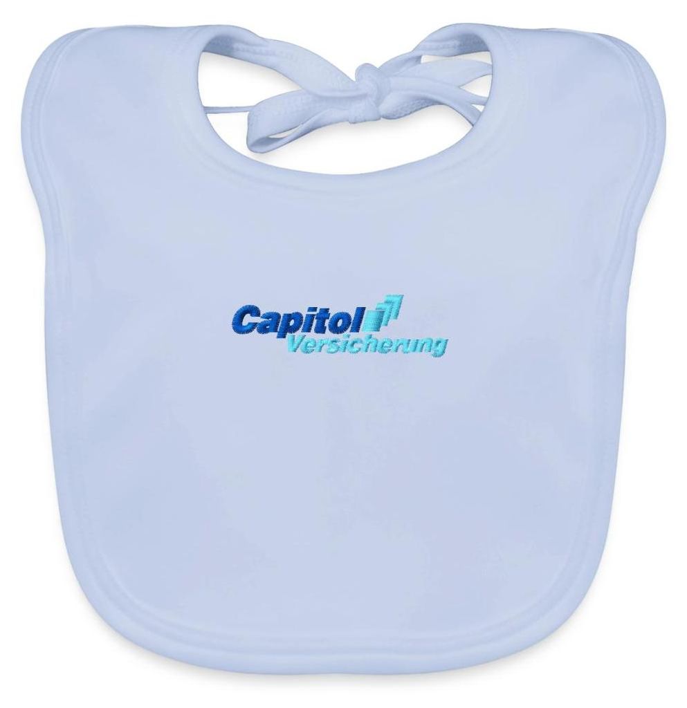 Spreadshirt Stromberg Gesticktes Logo Der Capitol Versicherung Baby Lätzchen Waschbar, One size, sky Blue