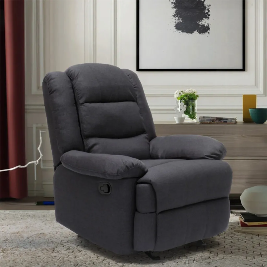 Fauteuil à bascule pliable Sofia Noir avec repose-pieds design chic - 8