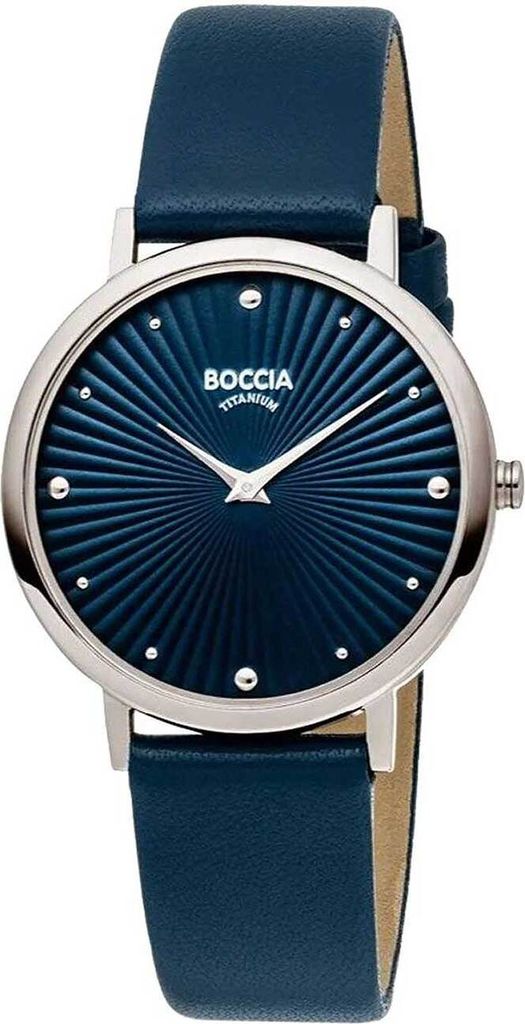 BOCCIA Damenuhr Trend Reintitan Dunkelblau Lederband Produktbild 1