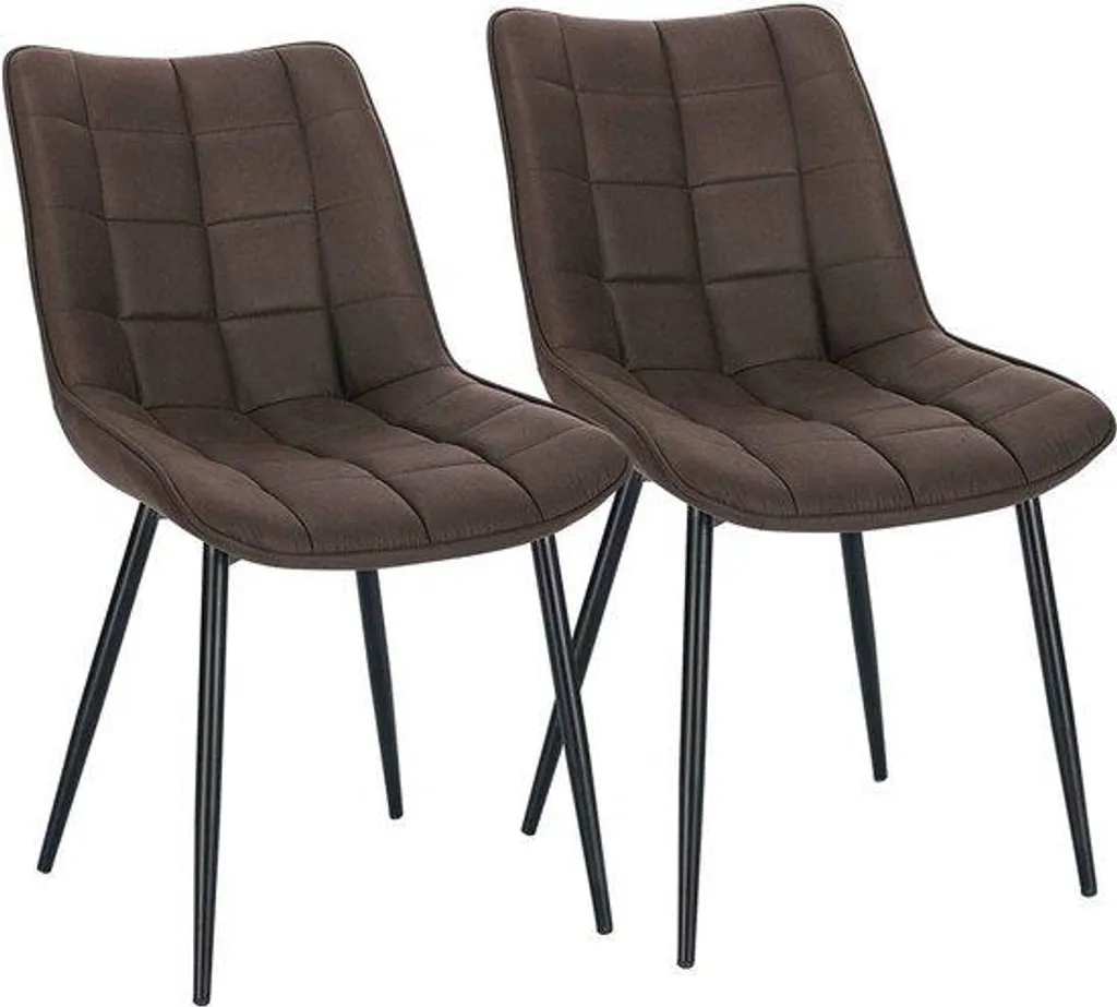 Lot de 2 chaises marron foncé en tissu antitache pour salle à manger chic