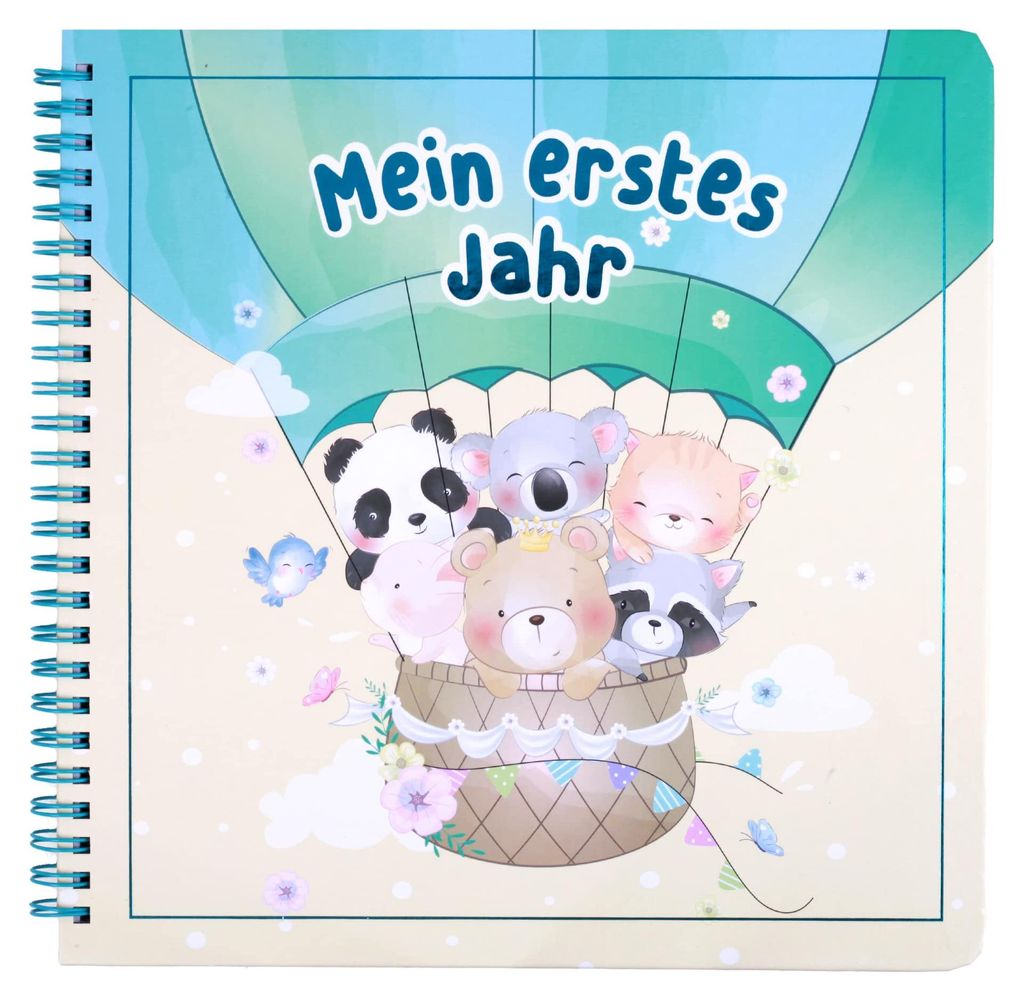 Mein erstes Jahr: Babyalbum mit Spiralbindung zum Eintragen und Selbstausfüllen für Erinnerungen an das erste Lebensjahr; Erinnerungsalbum für N...