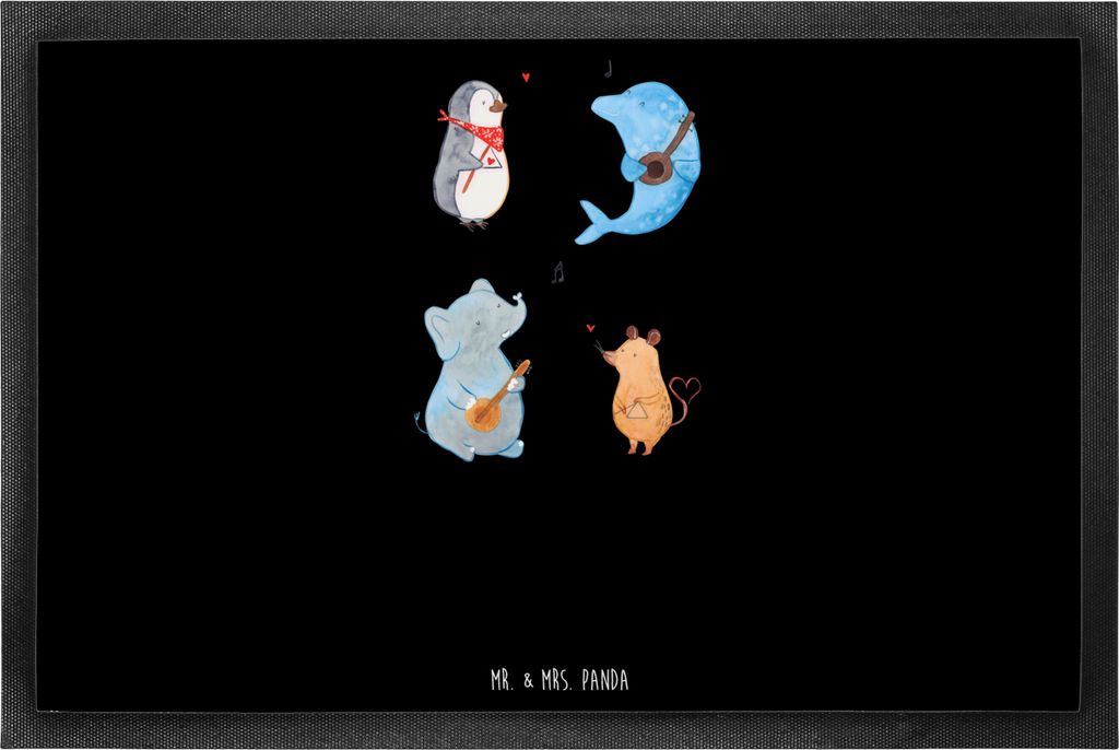 Mr. & Mrs. Panda fußmatte Big Band 60 x 90 cm - Schwarz - Geschenk, Türmatte, Gummimatte, Gummi-Fußmatte, Bodenvorleger, Lustige Sprüche, Elefa...