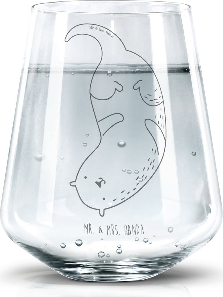 Mr. & Mrs. Panda Glas Otter Kopfüber - Transparent - Geschenk, Niedlich, Wasserglas, Tumbler, Becherglas, Süß, Trinkglas, Seeotter See, Trinkgef...