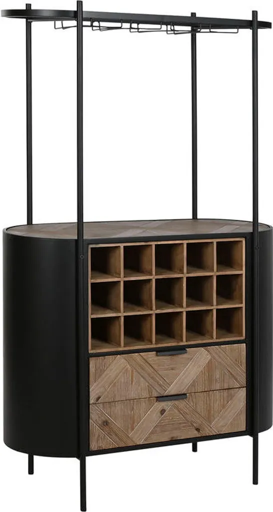 Étagère range-bouteilles en métal noir et bois de sapin Home ESPRIT 150cm