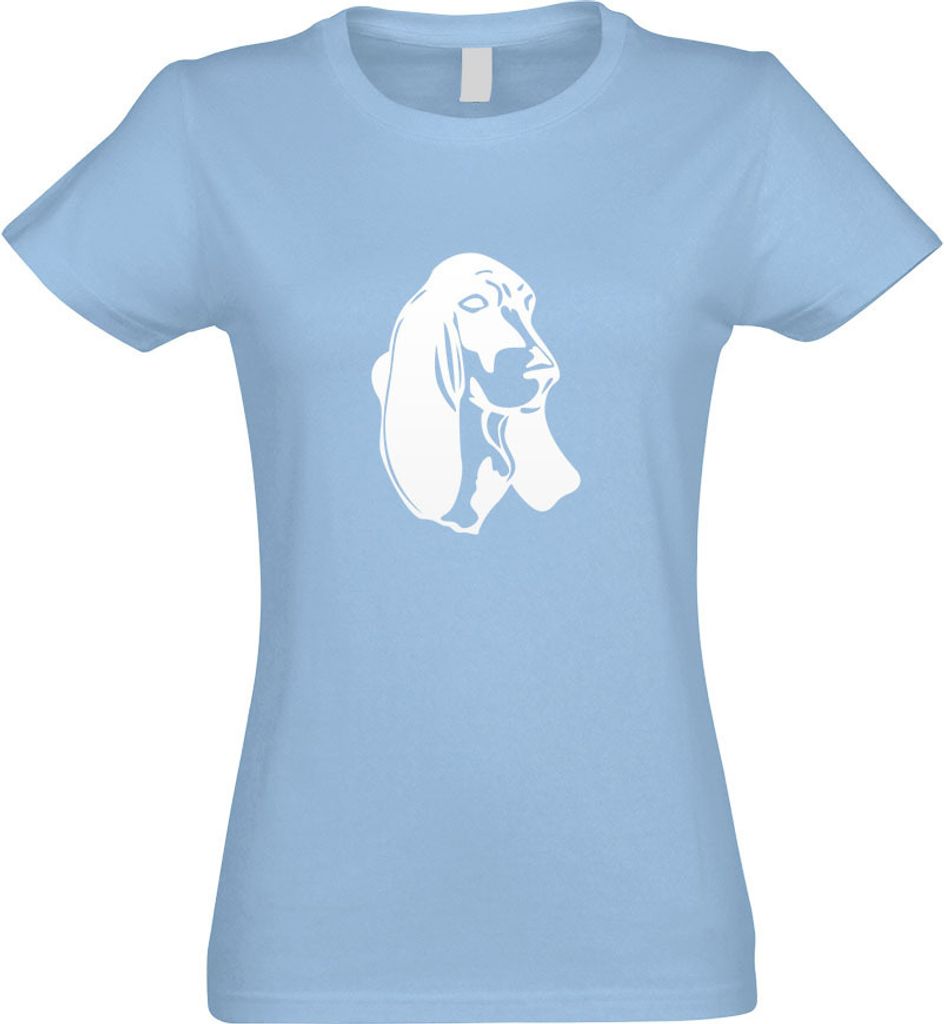 Kiwistar - T-Shirt tailliert - Damen - himmelblau - Basset Hound - Laufhund - Jagdhund - mit Motiv Bedruckt - Funshirt Design - Sport - Freizeit - ...