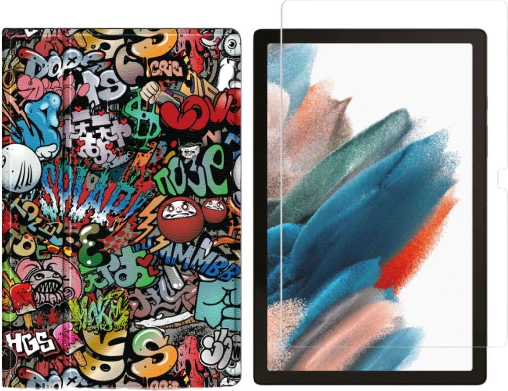 2in1 Set für Samsung Galaxy Tab A8 SM-X200 X205 10.5 Zoll Tablet mit Schutzhülle + Schutzglas mit Auto Sleep/Wake Hülle