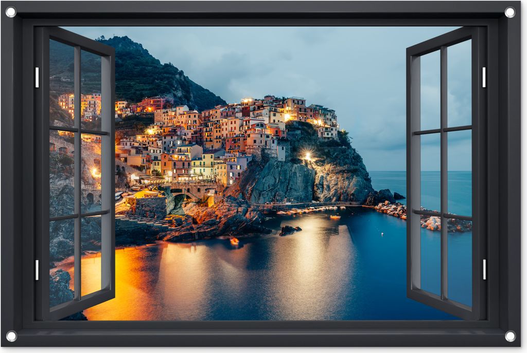 MuchoWow 90x60 cm Outdoor-Poster Gartendeko Sichtschutz Garten Poster für den Garten Ausblick - Italien - Meer
