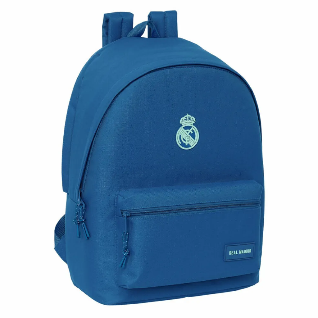 Grand sac à dos scolaire Real Madrid bleu 44cm pour collège et lycée