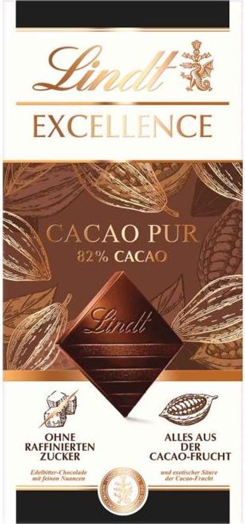 Lindt Excellence Cacao Pur Schokolade aus der Cacao Frucht Produktbild 