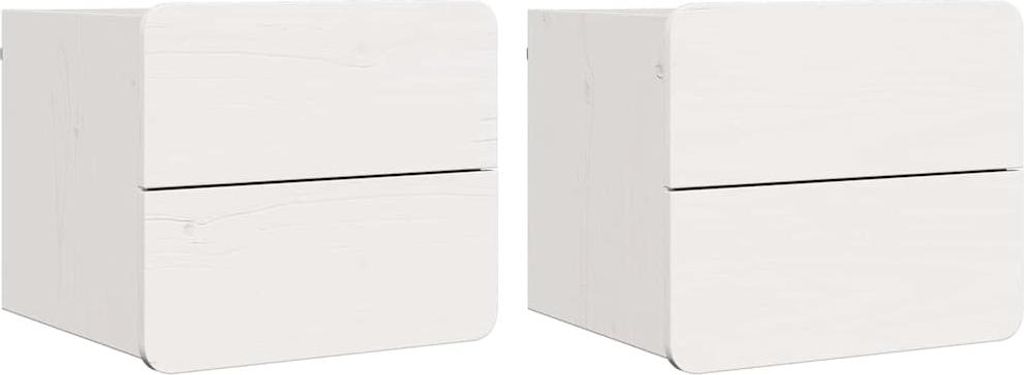 Nachttisch 2 pcs Weiß 39 x 34 x 33 cm Massivholz Kiefer