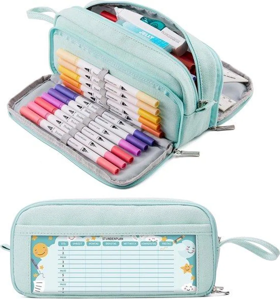 Trousse multi-rangement robuste XXL avec 3 zips pour stylos et feutres