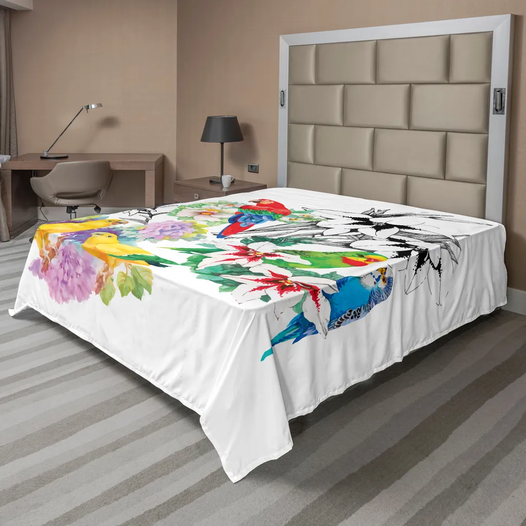 Drap de lit doux et confortable Imprimé Oiseaux Tropicaux 275x260 cm