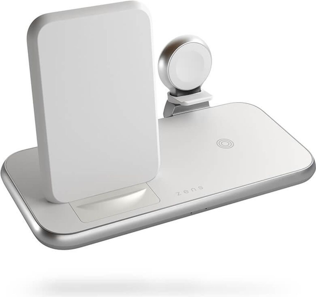Zens Aluminium Series 4 in 1 - Kabelloses Ladegerät + AC-Netzteil - 45 Watt - Apple Fast Charge, FC (USB) - auf Kabel: USB-C - weiß