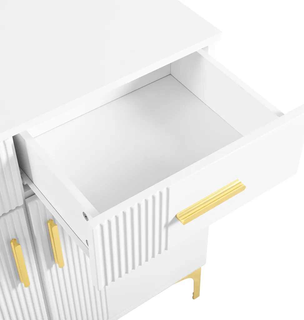 Commode de Rangement Moderne Blanche avec Pieds Métal pour Salon Chic - 5